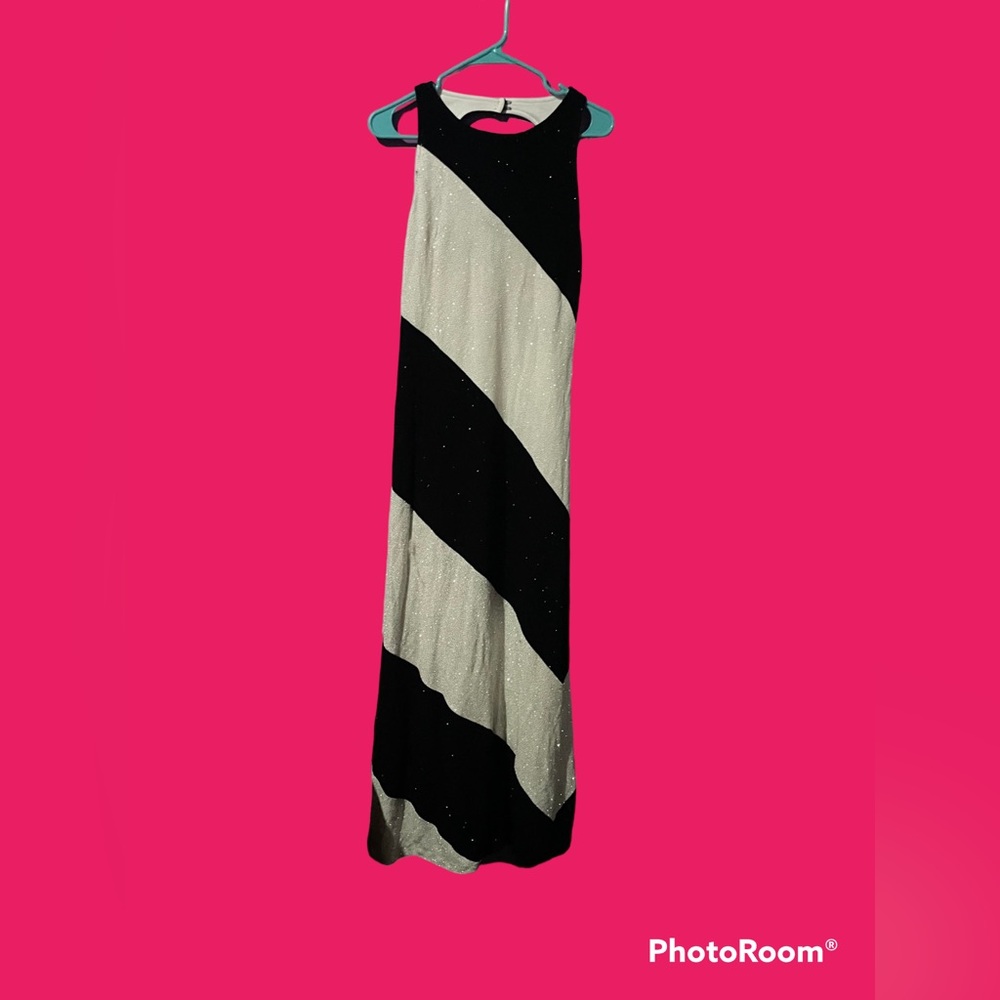 90s y2k Black and white sparkly evening maxi dress